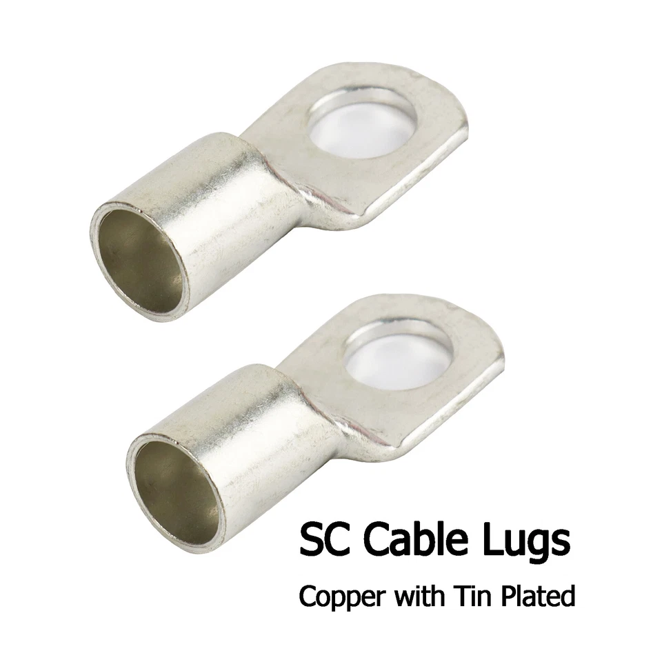 Terminais de anel de cabo de cobre estanhado 1/0 AWG extremidades de bateria de solda 5/16" 3/8" - Imagem 1 de 4