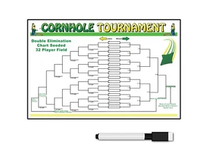 SOPORTE TORNEO CORNHOLE 32 EQUIPOS REUTILIZABLE ELIMINACIÓN ÚNICA SEMBRADO + BOLÍGRAFO - Imagen 1 de 5