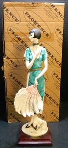 Florence Giuseppe Armani Lady With Fan Statue 0395C In Orig Box 13.25"x4.5" Exc - Picture 1 of 12