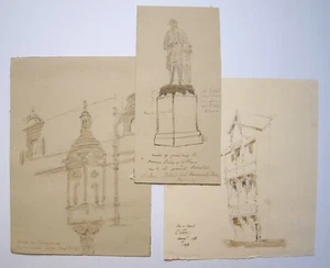 Richard Suter (1797–1883). 3 x Aquarelle Caen, Frankreich, August 1849 - Bild 1 von 5