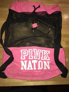 PINK College Mobile Laundry Bag VICTORIA’S SECRET Mesh Backpack 18 In X 13 Inch - Picture 1 of 4