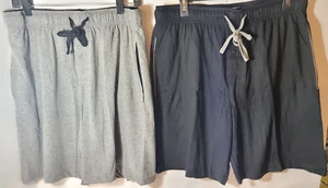 ✨Hanes Men's 2 Pocket Shorts Black/Gray Size Large - Picture 1 of 5