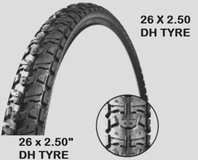26 x 2.50 Downhil Mountain MTB Cycle Bicycle Tyre agressive tread !!   - Image 1 of 2