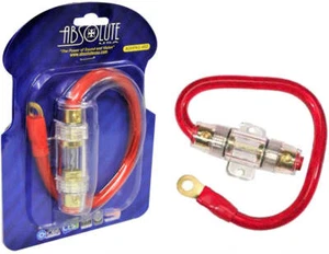4 Gauge Red Power Cable and In-Line Fuse Kit with 60A Fuse and Ring Terminal - Foto 1 di 1