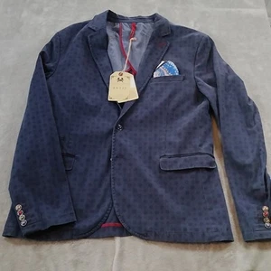 NWT RNT 23 Mens 44 Navy Sport Coat Cotton Blazer Unique Bespoke Design - Picture 1 of 16