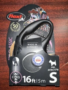 NUEVO Flexi Classic TAPE Correa Retráctil MEDIANA Perros Hasta 55 libras 16 pies Negro - Imagen 1 de 2