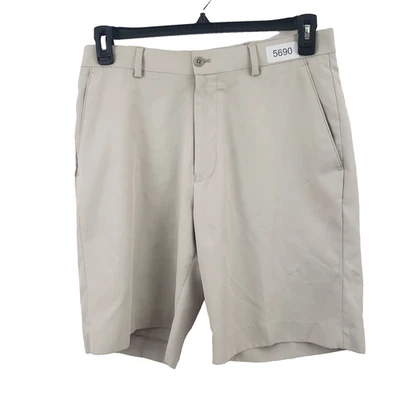 Pantalones Cortos de Golf Allan River Hombre, Tostado, Talla 32, Poliéster, Bolsillo Frontal Plano abertura Foto 1 de 4