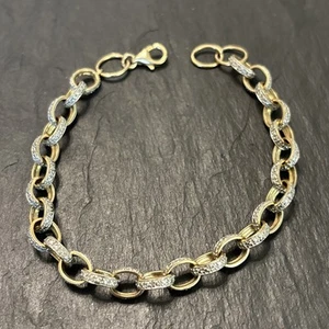 PAJ Gold Vermeil Sterling Silver Rolo 2Tone Bracelet 8” Ki - Picture 1 of 12