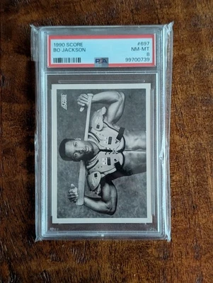 1990 Score Bo Jackson #697 Black and White Bat Shoulder Pads PSA 8 NM-MT - Image 1 of 2