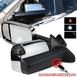2002-2008 Ram 1500/2500/3500 Remote Power Folded Chrome Tow Mirrors/Smoke Signal - Foto 1 di 8