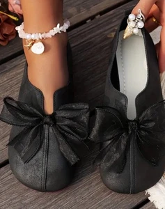 Adorable Ballerina Dolly Pumps Ballet Flats Bow Slip On Casual Shoes UK7 - Picture 1 of 3