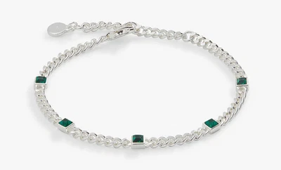Pulsera Cadena Bordillo Esmeralda, Piedra Natal Mayo Plata ALEX AND ANI AA7398235SS Foto 1 de 4