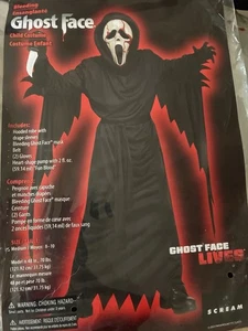 Scream Ghost Face Child Bleeding Mask Costume Size Medium 8-10 12 NEW - Picture 1 of 9