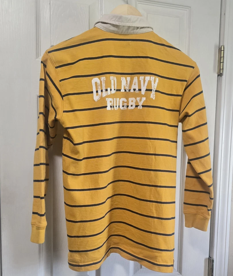 Boys Striped Rugby Polo Shirt sz 12 Old Navy Long Sleeve Cotton Vintage  - Image 1 of 4