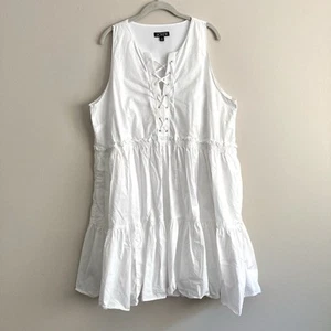 J Crew Womens Plus White Tiered Lace Up Dress Size XXL Classic Beach Romantic - Picture 1 of 11