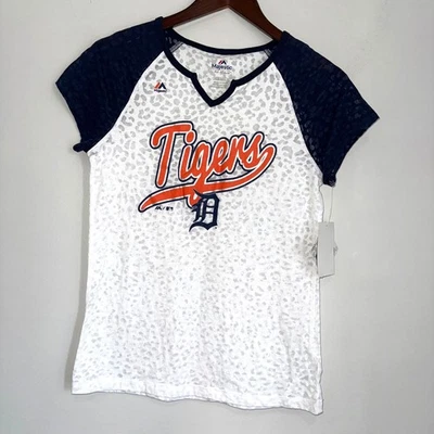 MAJESTIC Nueva Camiseta $32 Jóvenes Niñas XL 16 Blanca Tigres de Detroit TT11 Foto 1 de 4