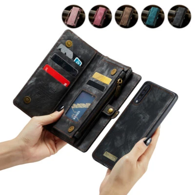 For Samsung A20/A30/A50/A70 Removable Leather Wallet Case Zip Card Flip Cover - Image 1 of 4