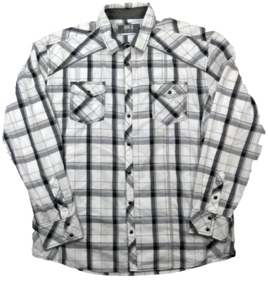 BKE Shirt White Black Plaid Athletic Fit Pearl Snap Long Sleeve Western Mens 2XL - Image 1 of 4