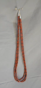 VINTAGE NEW MEXICO HEMATITE & PIPESTONE 3 STRAND NECKLACE - Picture 1 of 9