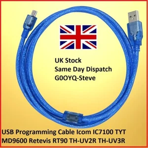 USB Programming Cable Icom IC7100 TYT MD9600 Retevis RT90 TH-UV2R TH-UV3R - Picture 1 of 4