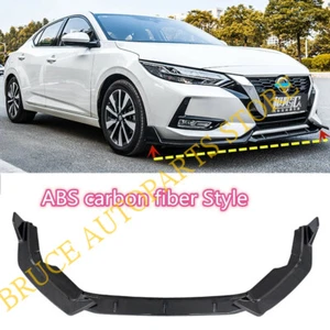 ABS carbon fiber Style Front Lip Bumper Shovel Trim 3P k For Nissan Sentra 20-22 - Picture 1 of 12