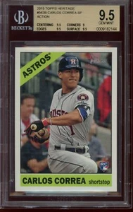 Topps Heritage #563B 2015 Carlos Correa Action SP Rookie RC BGS 9,5 gema como nueva  - Imagen 1 de 1