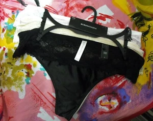 3 NEW BCBGMAXAZRIA MAP0009 SATIN MICROFIBER & LACE THONG PANTIES M - Picture 1 of 2