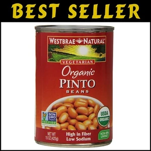 Certified Organic Pinto Beans, Low Sodium - 15 Oz Pack of 12 for Healthy Meals - Picture 1 of 4