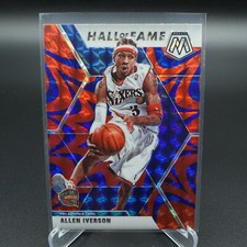 2019-20 PANINI MOSAIC ALLEN IVERSON HALL OF FAME REACTIVE BLUE PRIZM CARD #287
