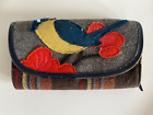 Damska torebka portfel w kratę tweedowy materiał z filcem ptak słodki styl retro NEXT