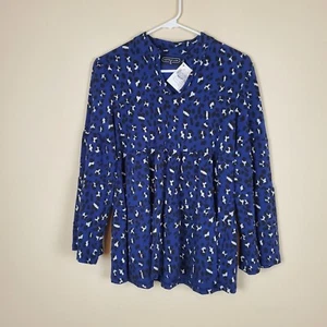 Duffield Lane Dark Blue Leopard Print Blouse Size XS - Picture 1 of 7