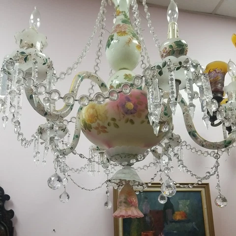 19th Century Opaline Crystal Chandelier made in France 6 lights Cover