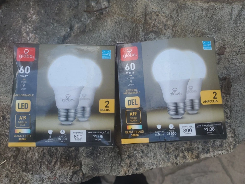 Globe LED Standard Size Warm Light Bulbs A19 - 9.5 Watt = 60 Watt 2 pk Pack of 2 - Image 1 of 1