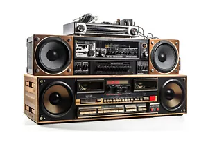 1980 vintage scatola stereo boom stampa arte bb2 - Foto 1 di 2