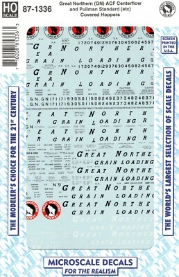 HO Scale Microscale 87-1336 Great Northern GN Gray Covered Hopper Decal Set - Image 1 of 4