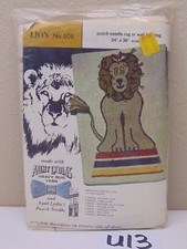 VINTAGE AUNT LYDIA'S PUNCH NEEDLE RUG-WALL HANGING PATTERN MATERIAL LION 24 X 36