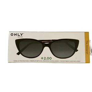 ONLY Eyewear THE DESIGNER Premium Bifocal Reading Sunglasses CAT EYE +2.00 NEW - Picture 1 of 10