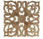 Wood Decal Square Natural Wooden Rubberwood European Style Applique Accessory