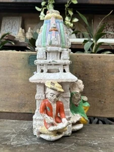 1700’s Antique Old Stone Hand Carved Painted Hindu God Temple God Sculpture - Picture 1 of 8