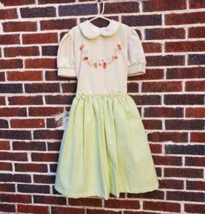 Girl's 12 vintage 50s tulle party dress embroidered &  Peter Pan collar - Picture 1 of 12