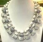 Sugarfix Gray Faux Marble Plastic Bead Multi Strand Layer Adjustable Necklace