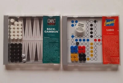 Vtg Peri 80s Pocket Travel CD Compact Games Backgammon & Ludo 1989 - Image 1 of 4