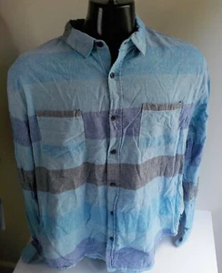 MODERN AMUSEMENT Wide Striped Button Front LS Shirt Blues SZ XL - Picture 1 of 5