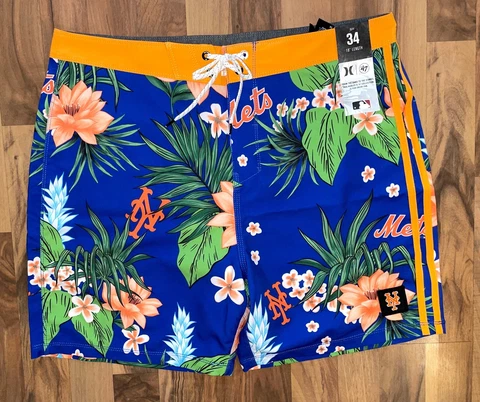 NEW Mens Hurley x '47 MLB New York Mets Phantom Tropics Board Shorts 18" Sz 34 Cover