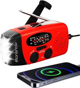 Solar Wind Up AM FM Radio Super Bright LED Torch SOS Alarm 2000mAh Rechargeable - Picture 1 of 7