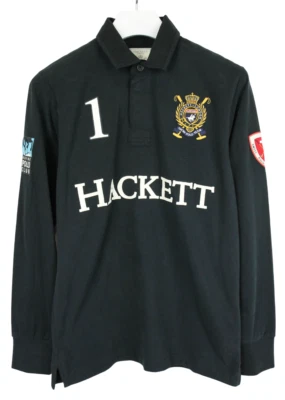 Hackett Snow Polo Team Sudadera Hombre Pequeño Polo Rugby Cuello Bordado Negro - Imagen 1 de 4
