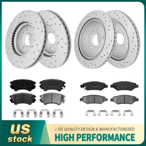 Front Rear Drilled Rotors+Brake Pads for 2010-2015 Chevy Camaro LS LT 3.6L V6 - Picture 1 of 6
