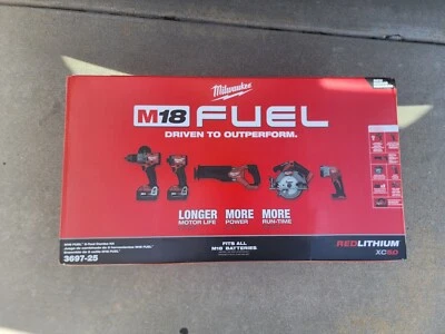 Milwaukee 3697-25 M18 FUEL 18V Brushless Cordless 5-Tool Combo Kit (Sealed, New) - Image 1 of 4