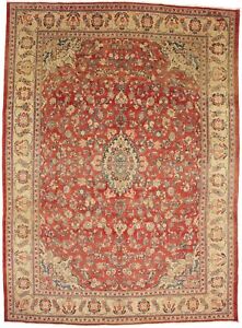 Semi Antique Red Floral Classic 10X14 Large Oriental Rug Handmade Wool Carpet