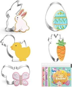 Large Easter Cookie Cutters - 5 Pieces Cookie Cutters Shape - Bunny, Egg, Carrot - Picture 1 of 8